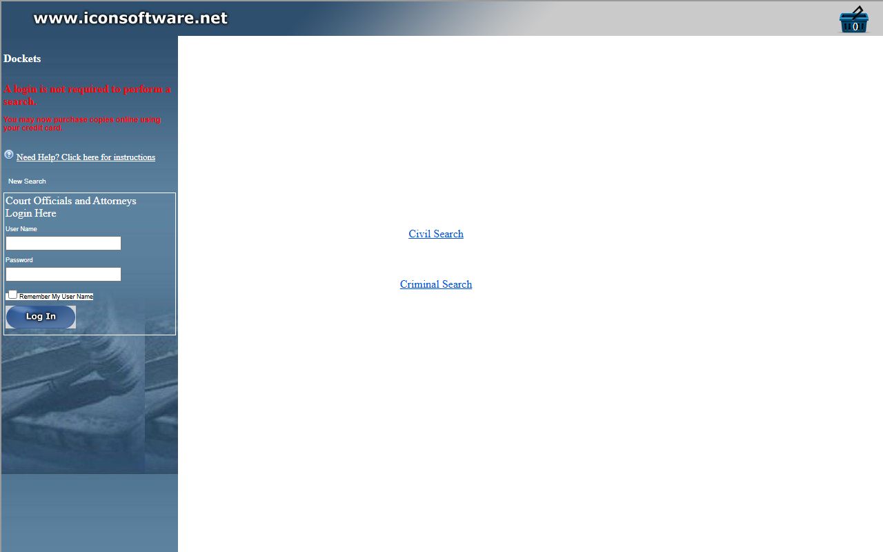 Jackson County Clerk Web Case Search portal entry